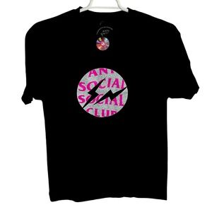 Anti Social Social Club x Fragment Design Black Glitter Logo Tee Shirt Mens L